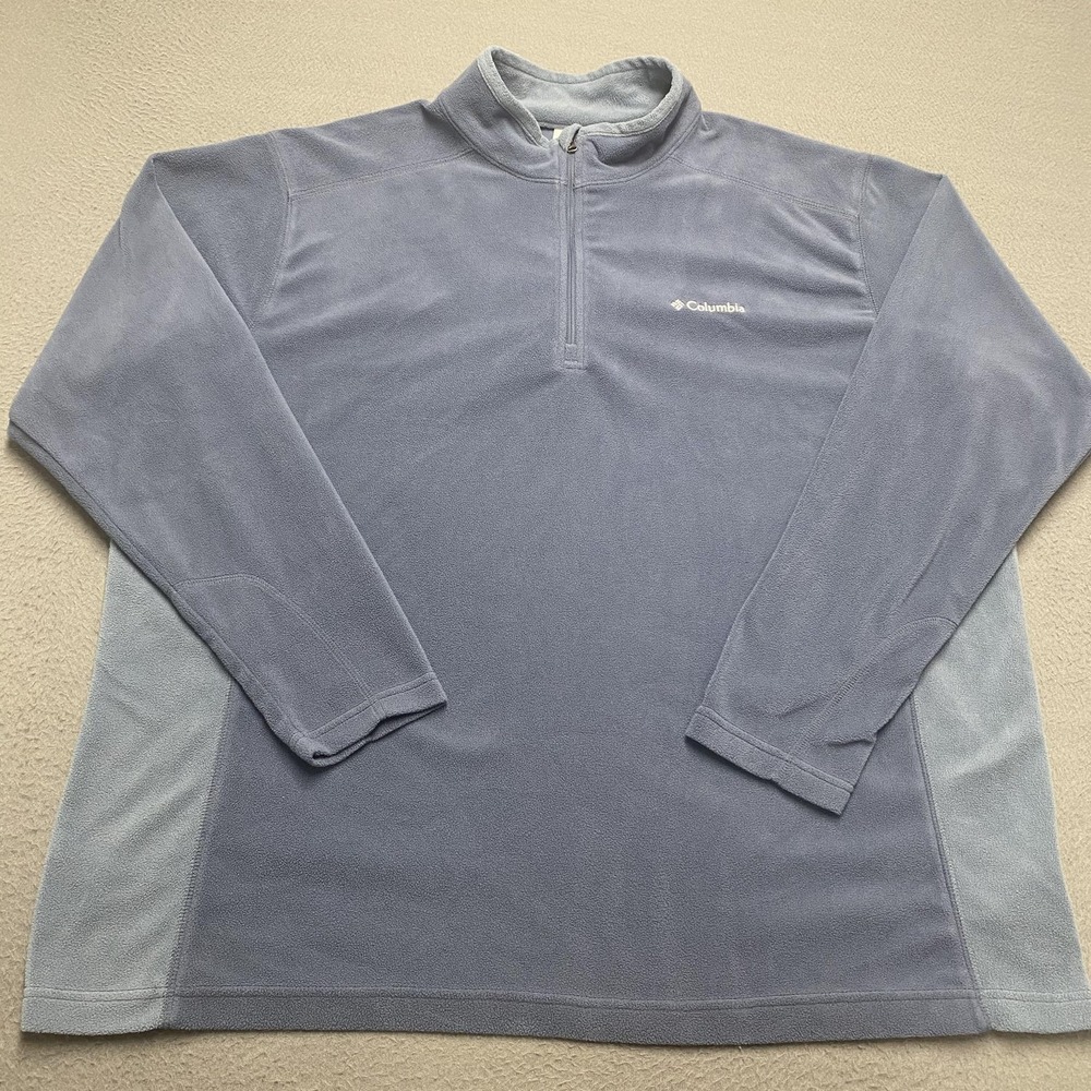 Columbia Pullover Mens 2XL Blue Fleece 1/4 Zip Mock Neck Hiking Outdoor